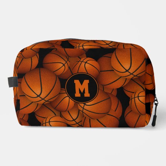 Monogramm-Muster für Basketbälle Waschbeutel (Vorderseite)