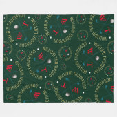Monogramm Muster für Golfspieler Dunkelgrün Groß Fleecedecke (Vorderseite (Horizontal))