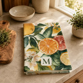 Monogramm-Muster für Zitrusblüten als Geschenk zur Geschirrtuch