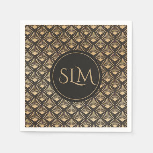 Monogramm Muster Gatsby Art Deco Fächer Serviette