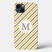 Monogramm-Muster Gelb und Grau Case-Mate iPhone Hülle (Rückseite)