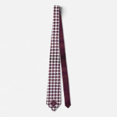 Monogramm Muster Houndstooth Weiß & Burgunderholz Krawatte (Vorderseite)