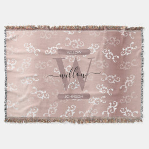 Monogramm Muster im vintage Roségold-Damaskus-Stil Decke