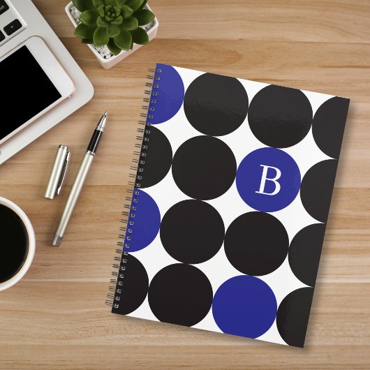 Monogramm Muster in fett Schwarz Blau Planer
