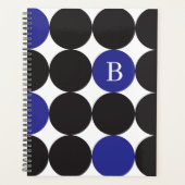Monogramm Muster in fett Schwarz Blau Planer (Vorderseite)