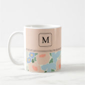 Monogramm Muster in Pastellrosa und Hellblau auf B Kaffeetasse (Links)