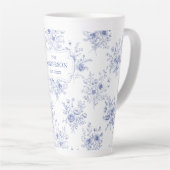Monogramm Muster Klassische Blaue Blumen Milchtasse (Rechte Ecke)