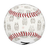 Monogramm Muster mit Eulen Baseball (Rückseite)
