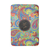 Monogramm Muster mit farbenfrohem Paisley Badematte (Vorderseite Vertikal)