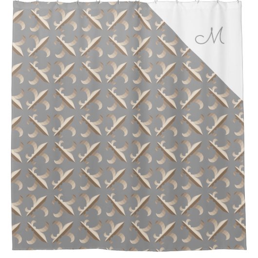 Monogramm Muster mit gestreiften Lilien Duschvorhang (Vorderseite)