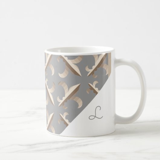 Monogramm Muster mit gestreiften Lilien Kaffeetasse (Rechts)