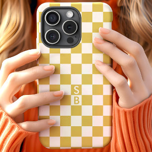 Monogramm Muster mit Gold und Weiß im Schachbrettm Case-Mate iPhone Hülle