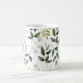 Monogramm Muster mit grünen Blättern im Wasserfarb Kaffeetasse (Mittel)