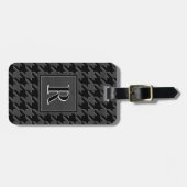 Monogramm Muster mit Houndstooth Schwarz & Grau Ho Gepäckanhänger (Vorderseite horizontal)