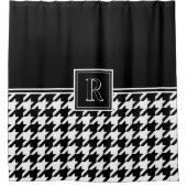 Monogramm-Muster mit Houndstooth Schwarz & Weiß Duschvorhang (Vorderseite)