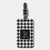 Monogramm Muster mit Houndstooth Schwarz & Weiß Gepäckanhänger (Vorderseite vertikal)
