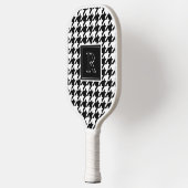 Monogramm Muster mit Houndstooth Schwarz & Weiß Pickleball Schläger (Links)