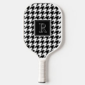 Monogramm Muster mit Houndstooth Schwarz & Weiß Pickleball Schläger (Rückseite)