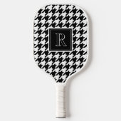 Monogramm Muster mit Houndstooth Schwarz & Weiß Pickleball Schläger (Vorderseite)