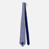 Monogramm Muster mit Houndstooth Weiß & Blau Holz Krawatte (Vorderseite)