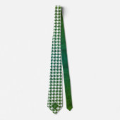 Monogramm Muster mit Houndstooth Weiß & Grün Holz Krawatte (Vorderseite)