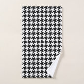 Monogramm Muster mit Hundszahnmuster Schwarz & Wei Badhandtuch Set (Handtuch)