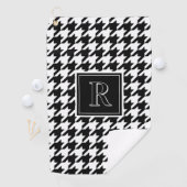 Monogramm Muster mit Hundszahnmuster Schwarz & Wei Golfhandtuch (Insitu)