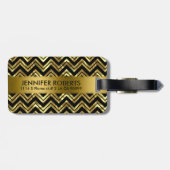Monogramm Muster mit metallischem Gold-Zickzack-Ch Gepäckanhänger (Rückseite horizontal)