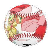 Monogramm Muster mit roten Blume Baseball (Rückseite)
