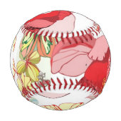 Monogramm Muster mit roten Blume Baseball (Vorderseite)
