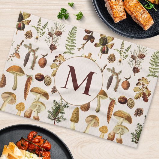 Monogramm Muster mit Schätzen des alten Kiefernwal Geschirrtuch
