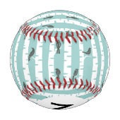Monogramm Muster mit Vögeln und Bäumen Baseball (Rückseite)