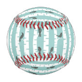 Monogramm Muster mit Vögeln und Bäumen Baseball (Vorderseite)