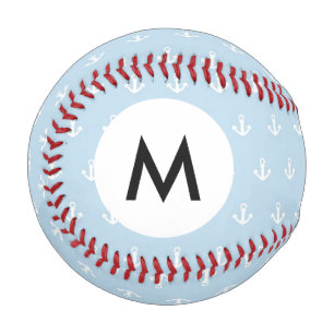 Monogramm Muster mit weißen Ankern auf blau Baseball