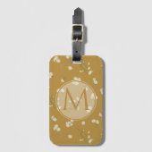 Monogramm Muster mit weißen Gänseblümchen Gepäckanhänger (Vorderseite Vertikal)