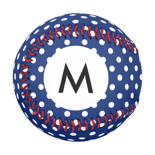 Monogramm-Muster mit weißen Tupfen Baseball (Vorderseite Links)