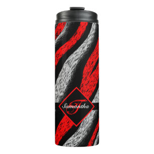 Monogramm Muster mit Zebrastreifen Thermosbecher