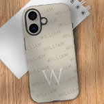 Monogramm Muster Moderne Typografie<br><div class="desc">Dieses elegante und stilvolle iPhone 16 Gehäuse mit einem modernen Monogramm-Muster, das mit Einfachheit und Eleganz im Sinne entworfen wurde. Der Fall zeigt ein personalisiertes Namensmuster mit einem sauberen, zeitgenössischen Schriftart und ist damit das perfekte Accessoire für diejenigen, die sowohl Individualität als auch Minimalismus schätzen. Die herausragende Funktion ist das...</div>