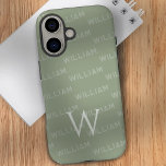 Monogramm Muster Moderne Typografie<br><div class="desc">Dieses elegante und stilvolle iPhone 16 Gehäuse mit einem modernen Monogramm-Muster, das mit Einfachheit und Eleganz im Sinne entworfen wurde. Der Fall zeigt ein personalisiertes Namensmuster mit einem sauberen, zeitgenössischen Schriftart und ist damit das perfekte Accessoire für diejenigen, die sowohl Individualität als auch Minimalismus schätzen. Die herausragende Funktion ist das...</div>