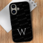 Monogramm Muster Moderne Typografie<br><div class="desc">Dieses elegante und stilvolle iPhone 16 Gehäuse mit einem modernen Monogramm-Muster, das mit Einfachheit und Eleganz im Sinne entworfen wurde. Der Fall zeigt ein personalisiertes Namensmuster mit einem sauberen, zeitgenössischen Schriftart und ist damit das perfekte Accessoire für diejenigen, die sowohl Individualität als auch Minimalismus schätzen. Die herausragende Funktion ist das...</div>