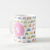 Monogramm Muster Regenbogen Girly Cute Kaffeetasse (Vorderseite Links)