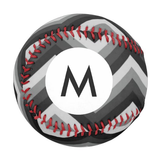 Monogramm Muster Retro Zig Zag Zickzack Baseball (Vorderseite Links)