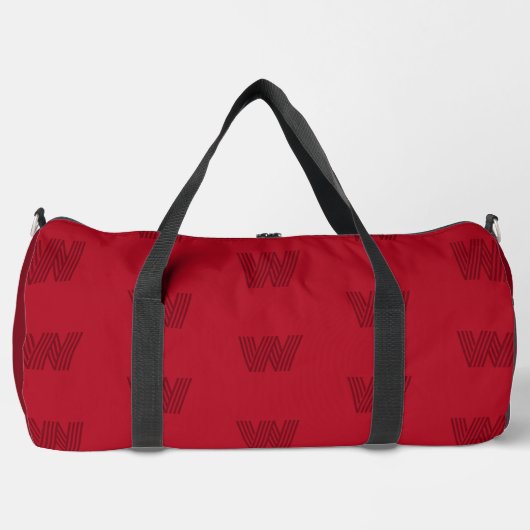 Monogramm-Muster, rot Duffle Bag (Vorderseite)