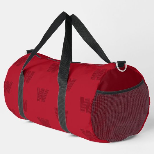 Monogramm-Muster, rot Duffle Bag (Rechte Ecke)
