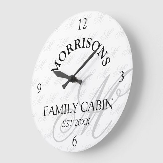 Monogramm Muster Rundschau Große Wanduhr (Winkel)