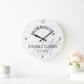 Monogramm Muster Rundschau Große Wanduhr (Zuhause)