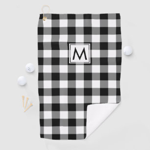 Monogramm Muster Schwarz-Weiß Büffel Karo Golfhandtuch