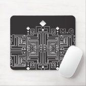 Monogramm Muster Schwarz-Weiß-Labyrinth Mousepad (Mit Mouse)