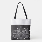 Monogramm Muster Schwarz-Weiß-Labyrinth Tasche (Rückseite)