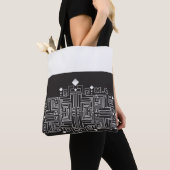 Monogramm Muster Schwarz-Weiß-Labyrinth Tasche (Von Nahem)